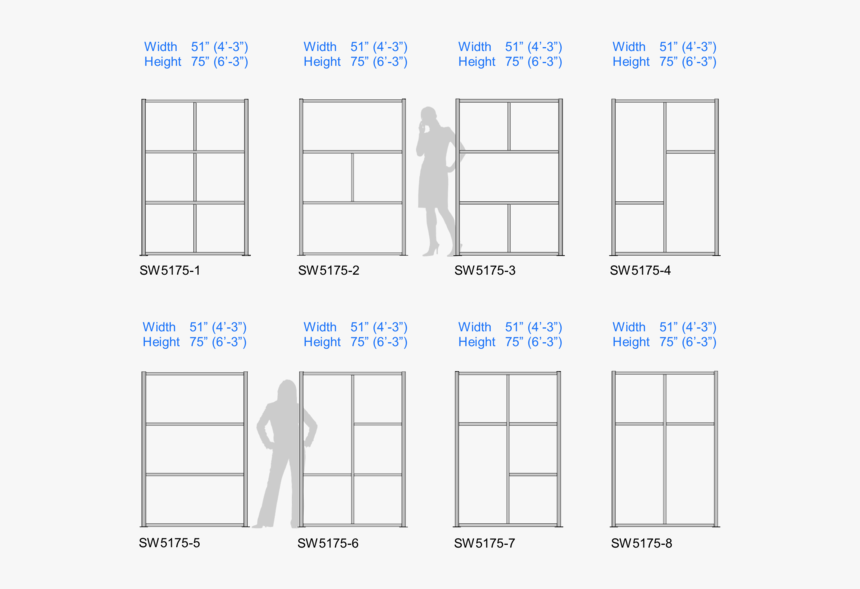 Modern Modular Office Partitioning System Sizes Chart - Dimensions Of Room Divider, HD Png Download, Free Download