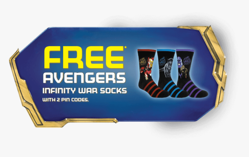 Free* Avengers Infinity War Socks With 2 Pin Codes - Poster, HD Png Download, Free Download