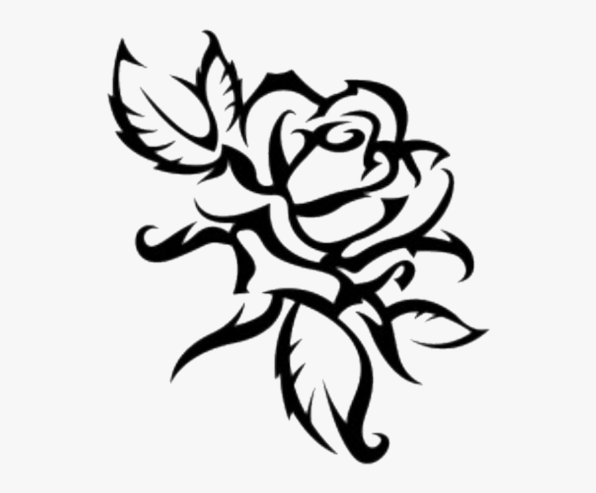 #rose #outline #flower #tribal - Black And White Rose Png, Transparent Png, Free Download