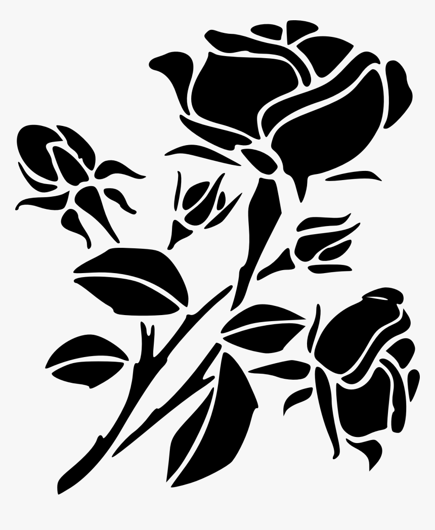 Stencil Drawing Art - Rose Stencil Png, Transparent Png, Free Download