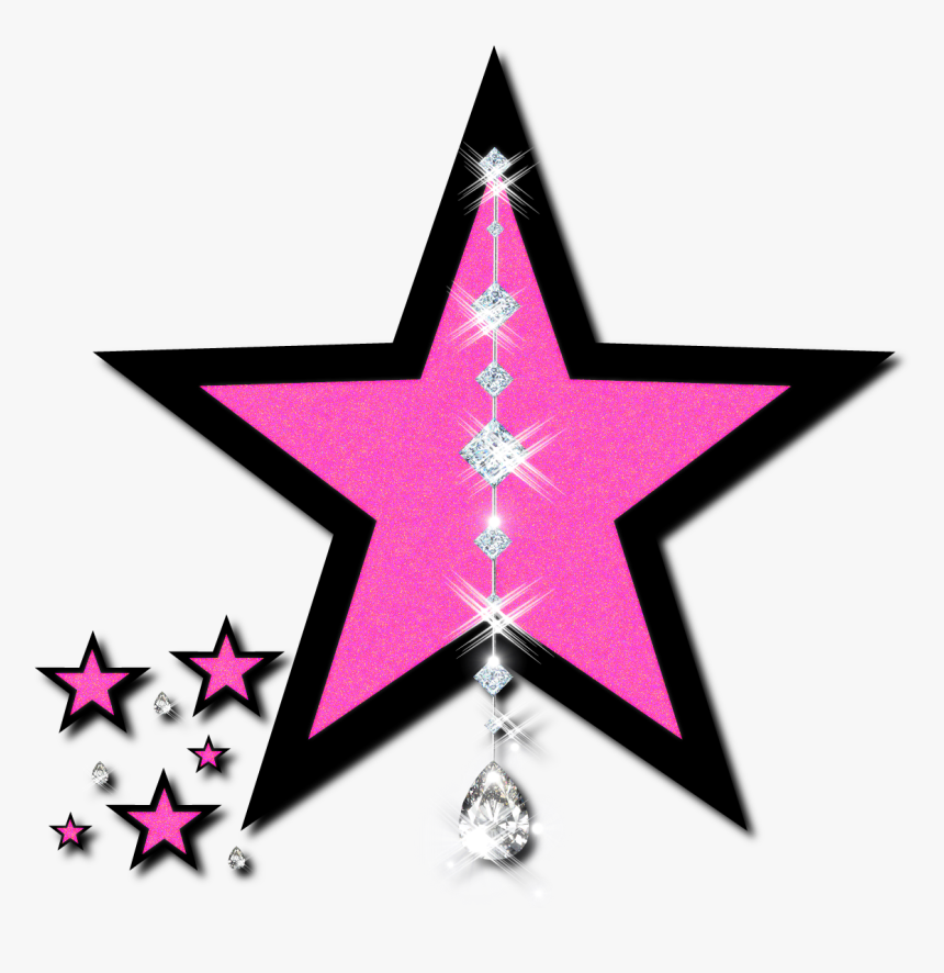 Silver Glitter Star Clipart - Pink And Black Star Png, Transparent Png, Free Download