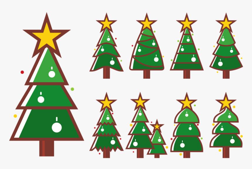 Cartoon Christmas Tree - Sfondo Bianco Con Stelle, HD Png Download, Free Download