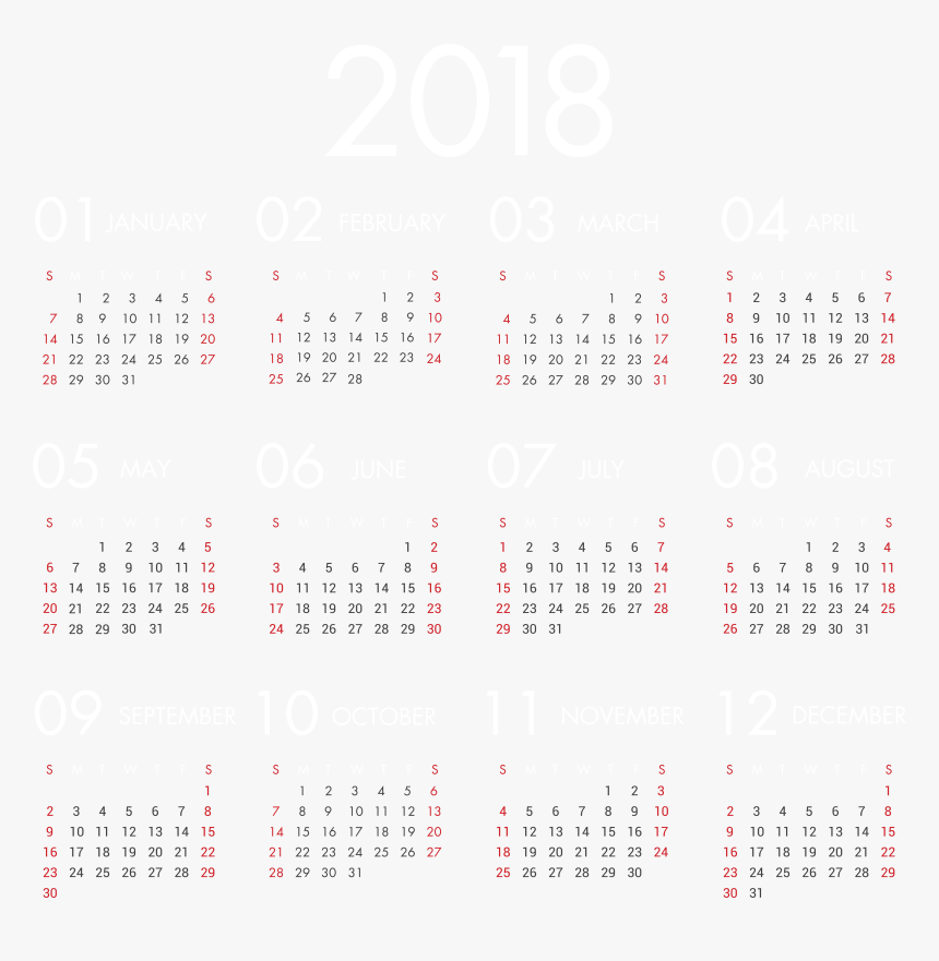 Vector Transparent 2018 Calendar Clipart , Png Download, Png Download, Free Download