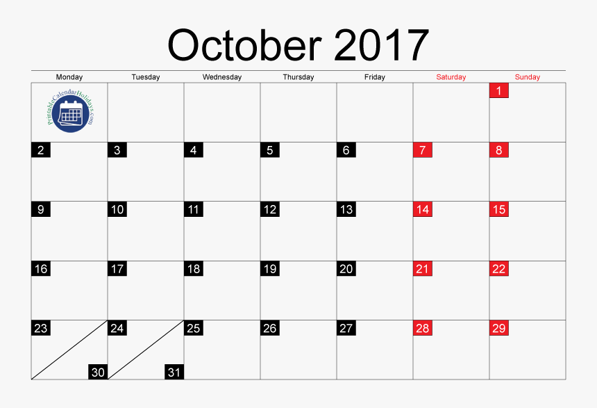Printable October 2017 Calendar 2018 2019 - Moon Phases Calendar April 2018, HD Png Download, Free Download