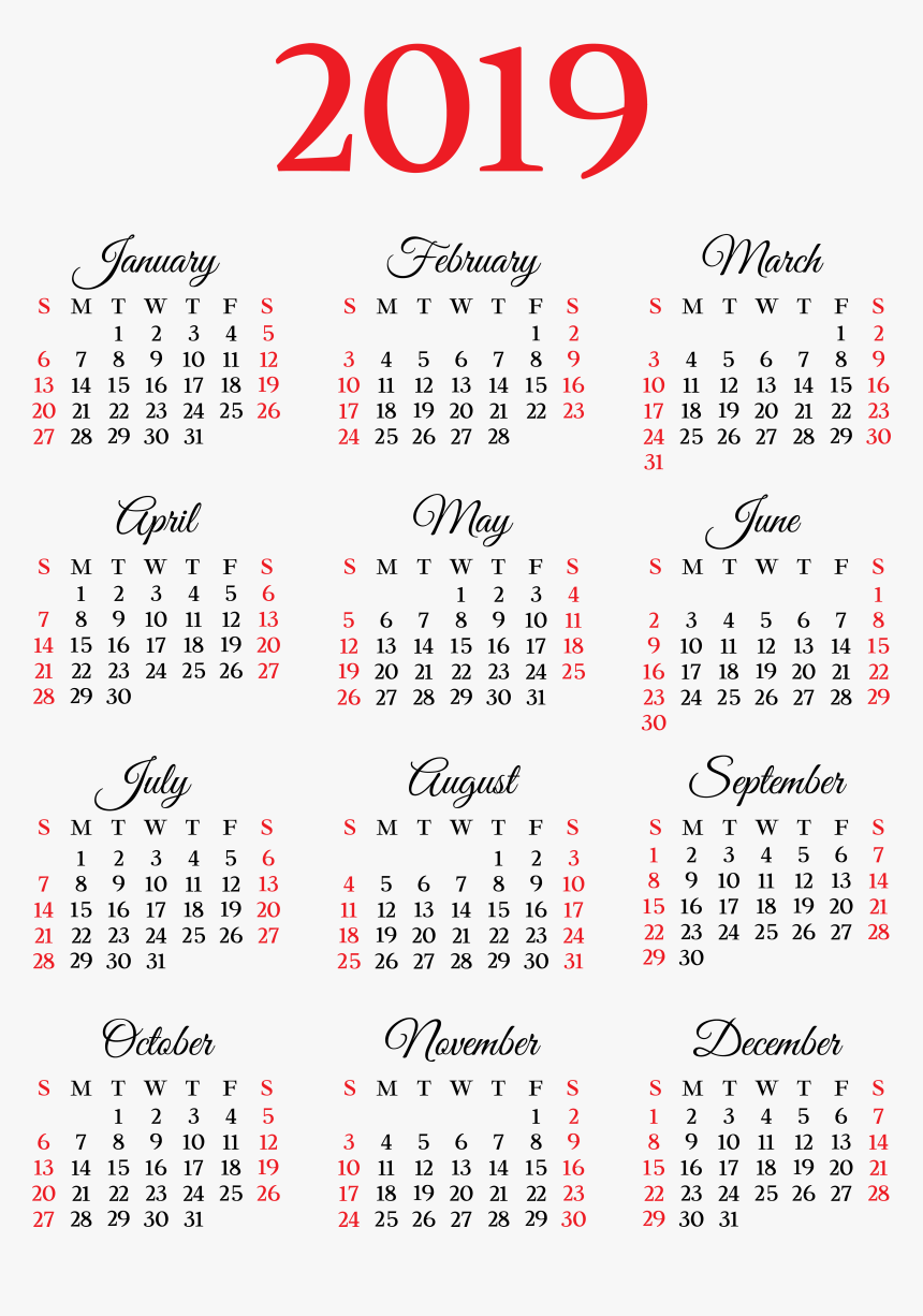 A4 Printable Calendar 2018, HD Png Download, Free Download