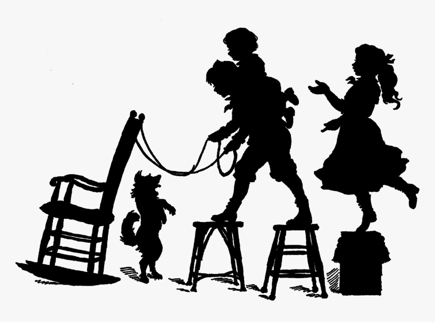 Silhouette Clip Art - Children Playing Silhouette, HD Png Download, Free Download
