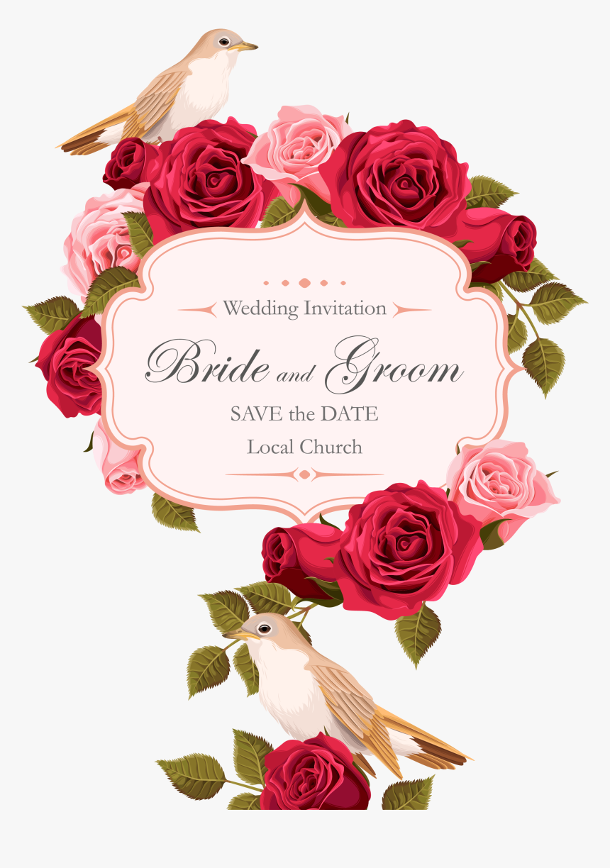 Invitation Euclidean Painted Birds - Wedding Invitation Red Roses, HD Png Download, Free Download