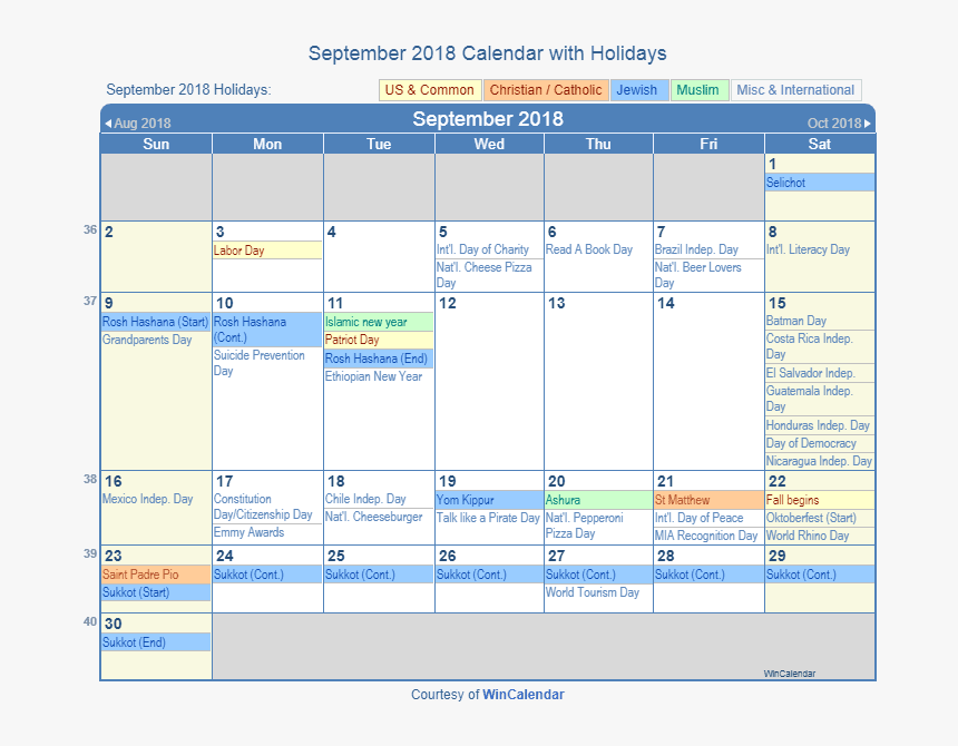 September 2018 Printable Calendar With Us Holidays - Holiday July 2020 Calendar, HD Png Download, Free Download