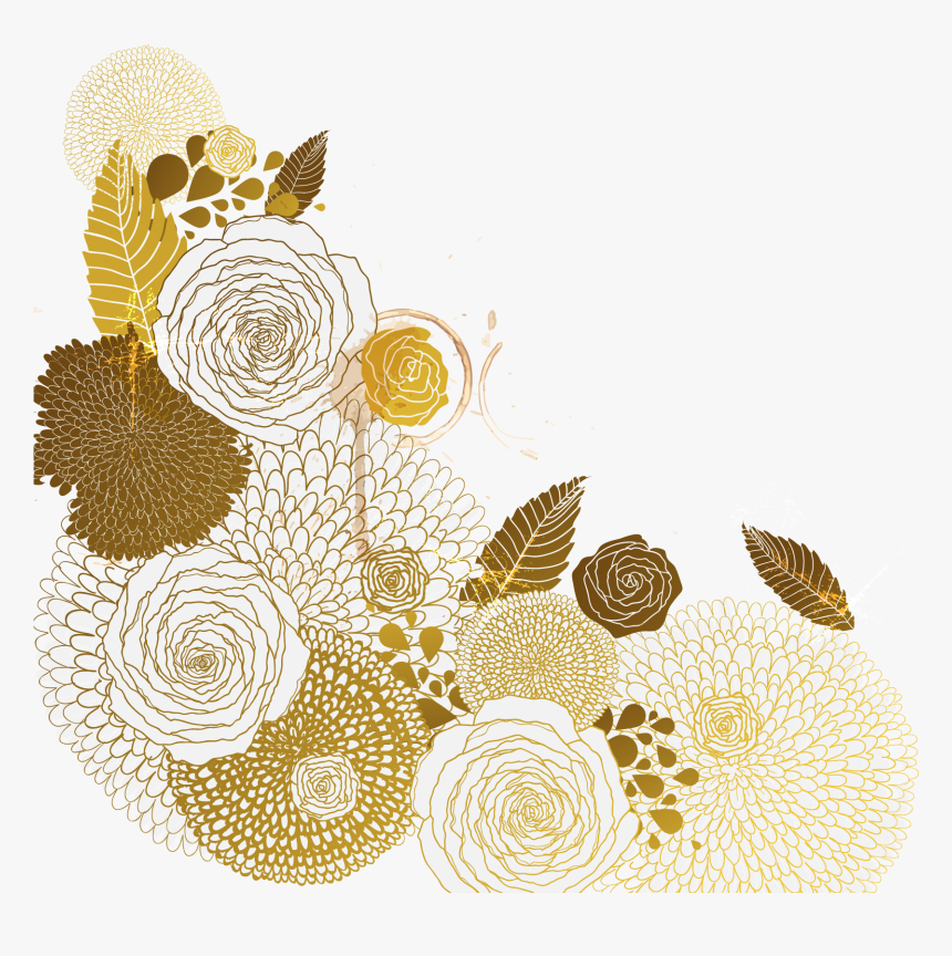 Vector Euclidean Flower Pattern Golden Free Hd Image - Gold Flower Vector Png, Transparent Png, Free Download