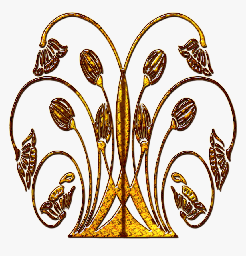 Scroll Gold Floral Design Free Picture - Volutas Png, Transparent Png, Free Download