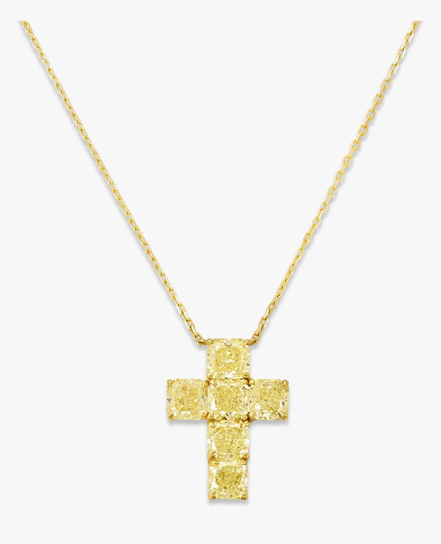 Fancy Yellow Diamond Cross Necklace, - Pendant, HD Png Download, Free Download