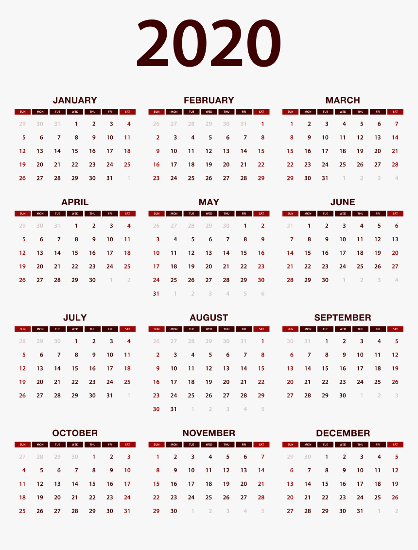 2020 Calendar Png Image, Transparent Png, Free Download