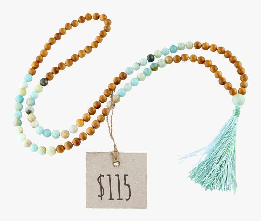 Sacred Yew Wood & Flower Amazonite Mala - Bead, HD Png Download, Free Download