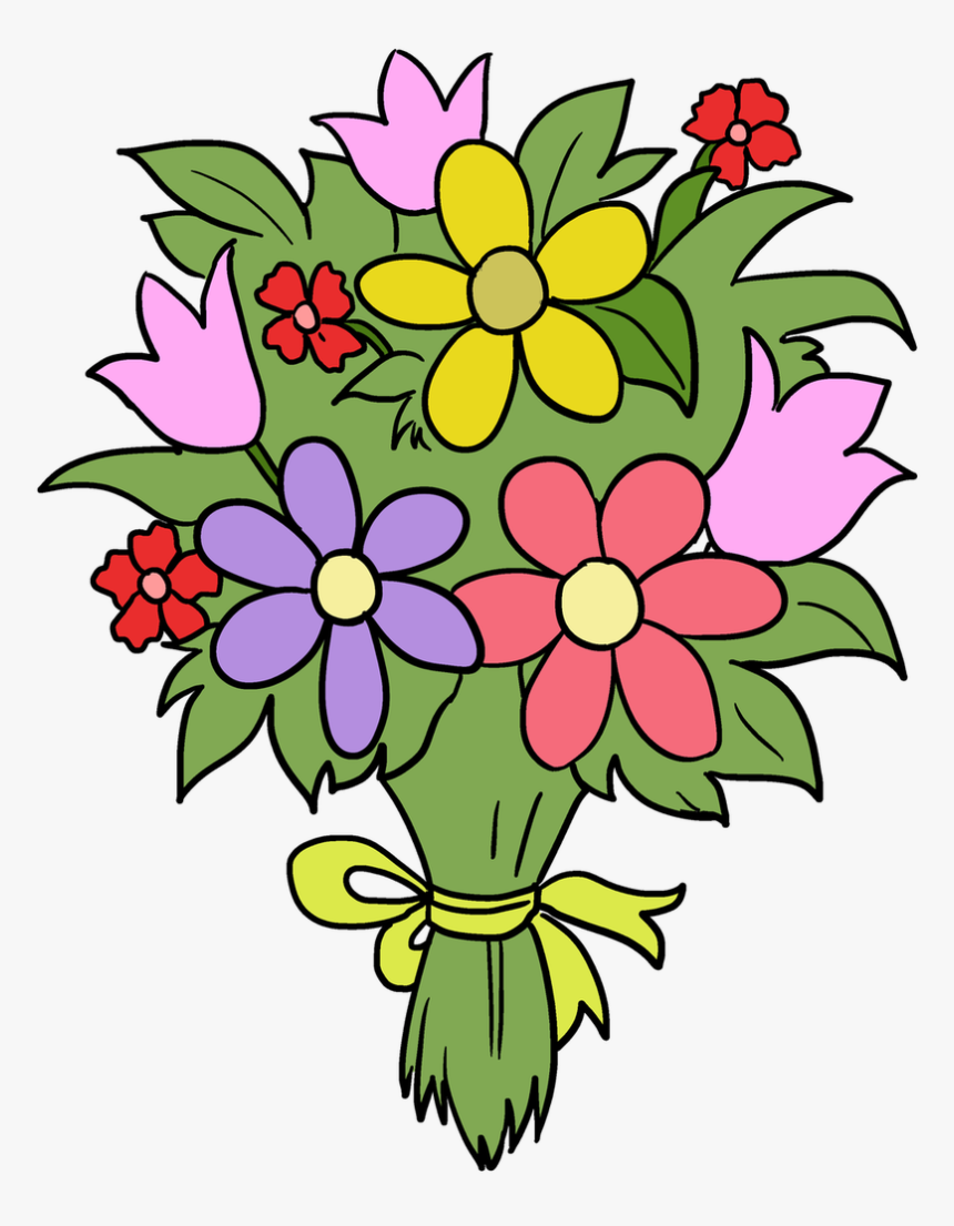 Bouquet Clipart Fun Flower - Easy Bouquet Of Flower Drawing, HD Png Download, Free Download