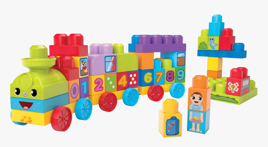 Toy Mega Train 123 Block Learning Brands Clipart - Mega Bloks First Train, HD Png Download, Free Download