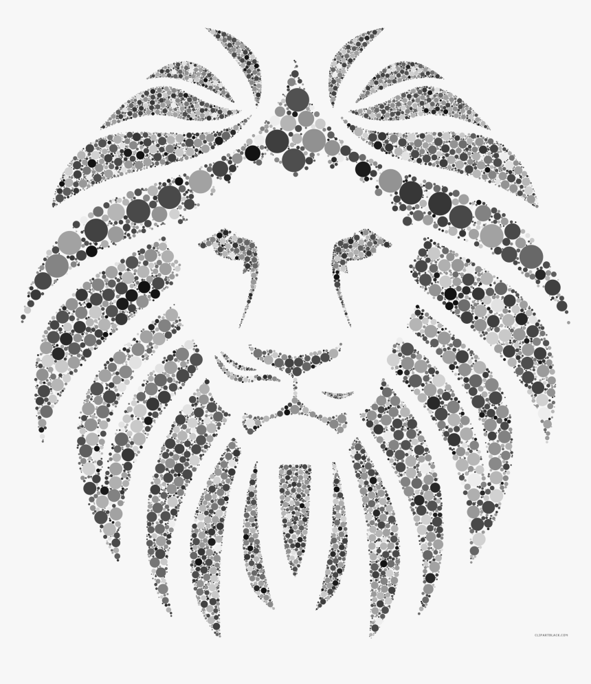 Colorful Lion Circles Animal Free Black White Clipart - Vector Lion Head Png, Transparent Png, Free Download