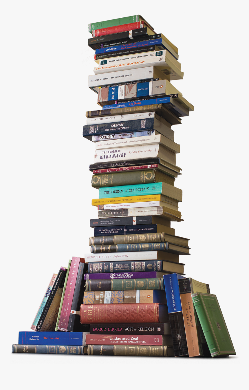 A Stack Of Great Books Library- - Stack Of Library Books, HD Png Download, Free Download