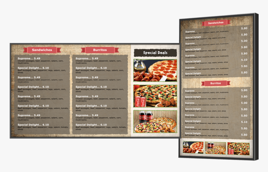 Digital Menu Board - Fast Food Digital Menu Boards, HD Png Download, Free Download