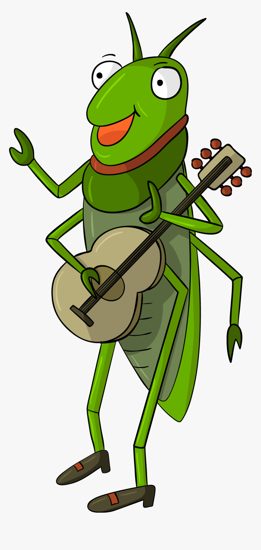 Cricket Grasshopper Illustration Playing Guitar Insect - Cartoon Grasshopper, HD Png Download, Free Download