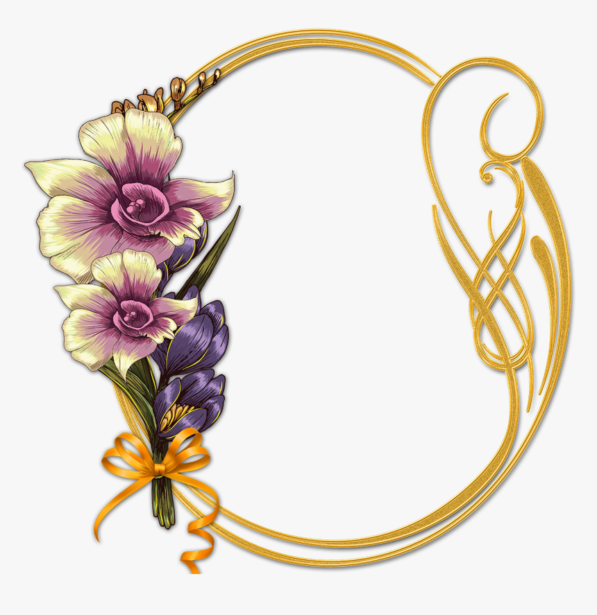 Marcos De Flores Para Fotomontaje - Marco De Flores Doradas Png, Transparent Png, Free Download