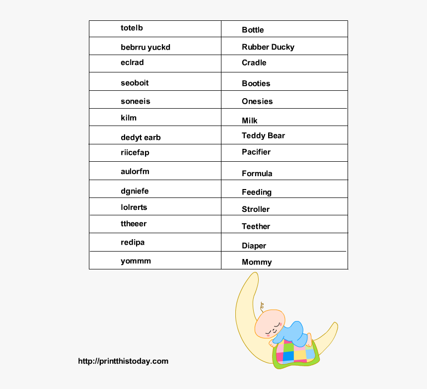 Click Here To Download The Solution To This Game - Baby Shower Word Scramble, HD Png Download, Free Download