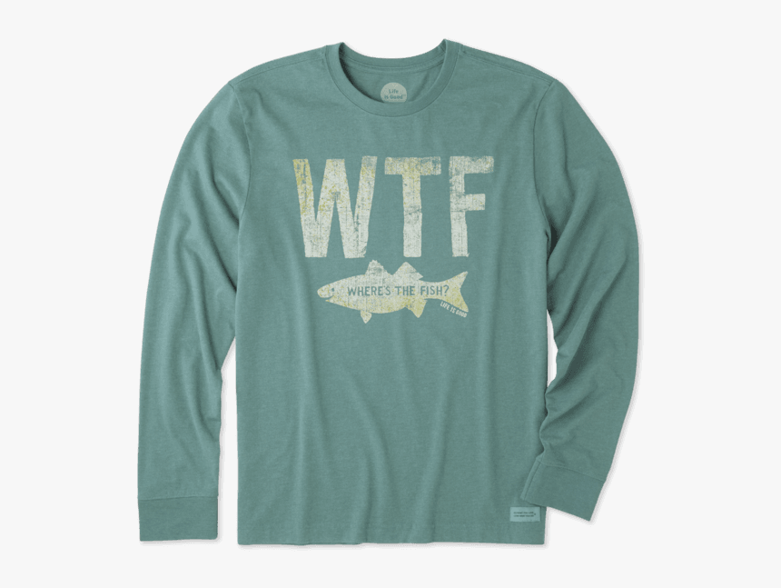 Men"s Wtf Long Sleeve Crusher Tee - Life Is Good Where's The Fish, HD Png Download, Free Download