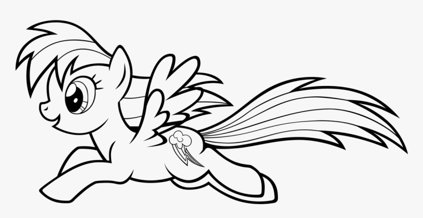 Rainbow Dash Coloring Pages Running - Mylittle Pony Coloring Page, HD Png Download, Free Download