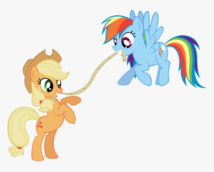 Rainbow Dash And Applejack Tug Of War By Truecelticheart - Cartoon, HD Png Download, Free Download