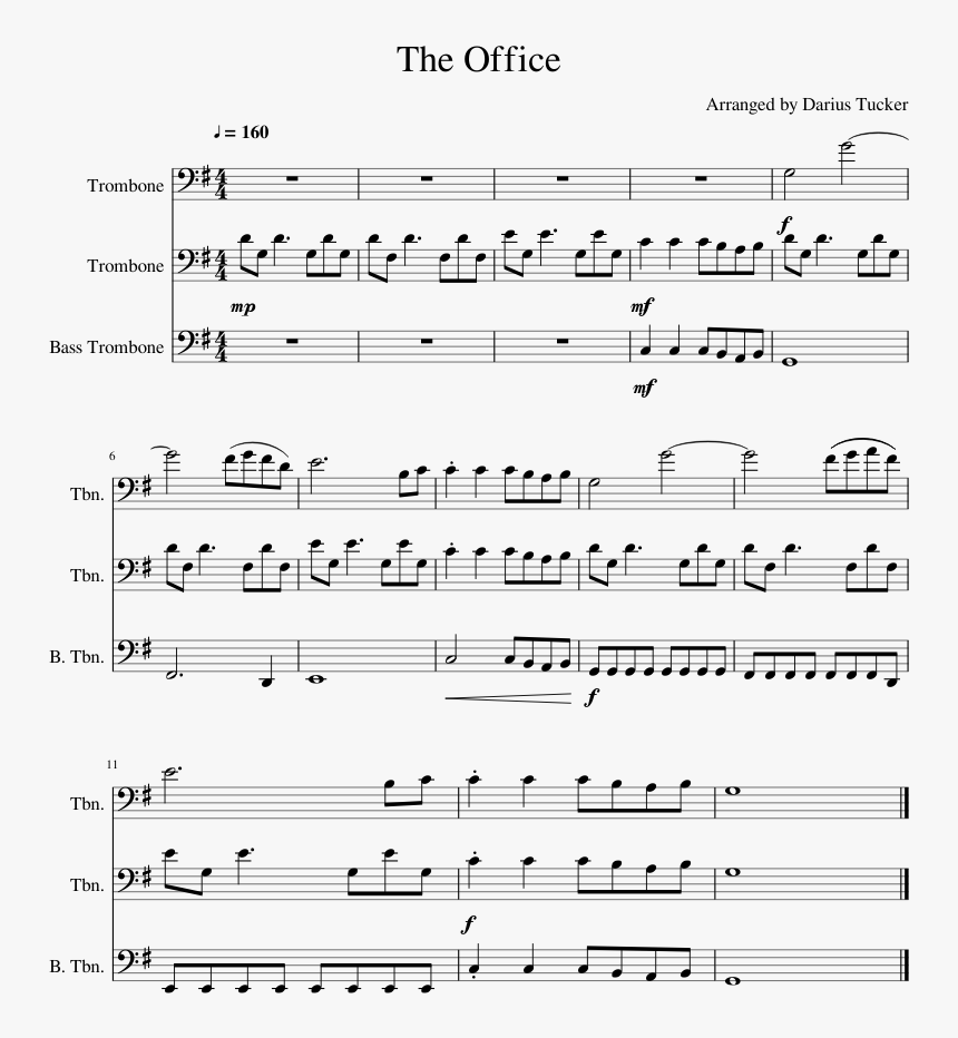 The Office Theme For Concert Band Sheet Music Download - High Hopes Trombone Sheet Music, HD Png Download, Free Download