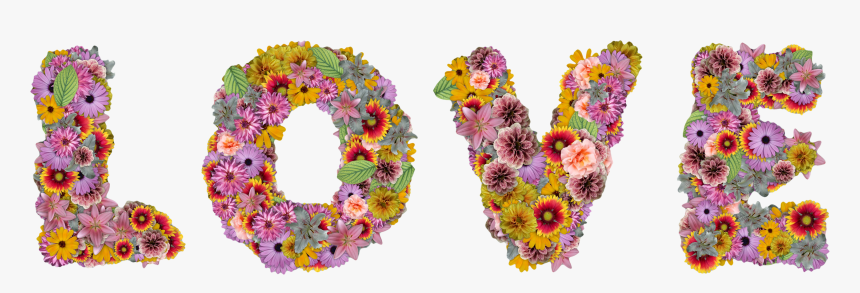 Free Colorful Flowers Create Word Love Png Image - Love Word Flower Png, Transparent Png, Free Download