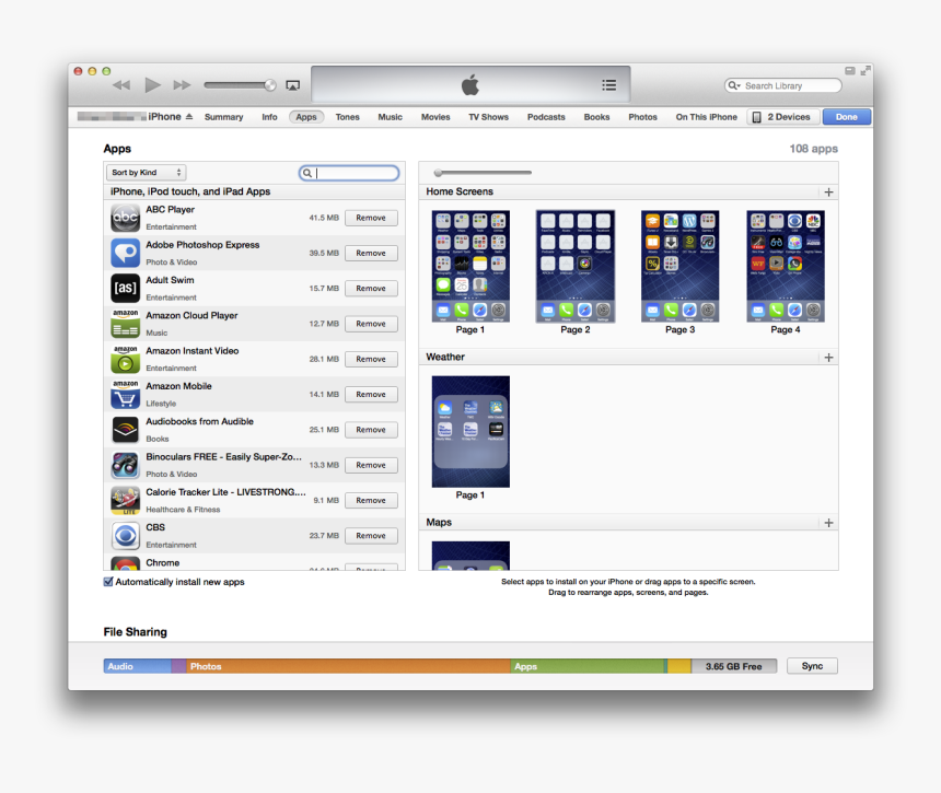 Itunes Screen For Arranging Iphone Home Screens - Itunes App Organizer, HD Png Download, Free Download