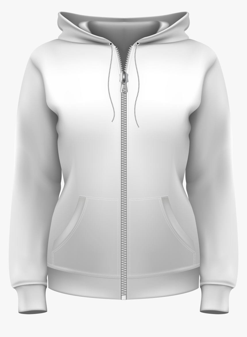 White Hoodie Png Clipart - Female Zip Sweatshirt Vector, Transparent Png, Free Download