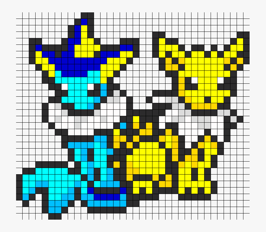 Jolteon And Vaporeon Perler Bead Pattern / Bead Sprite - Minecraft Vaporeon Pixel Art, HD Png Download, Free Download