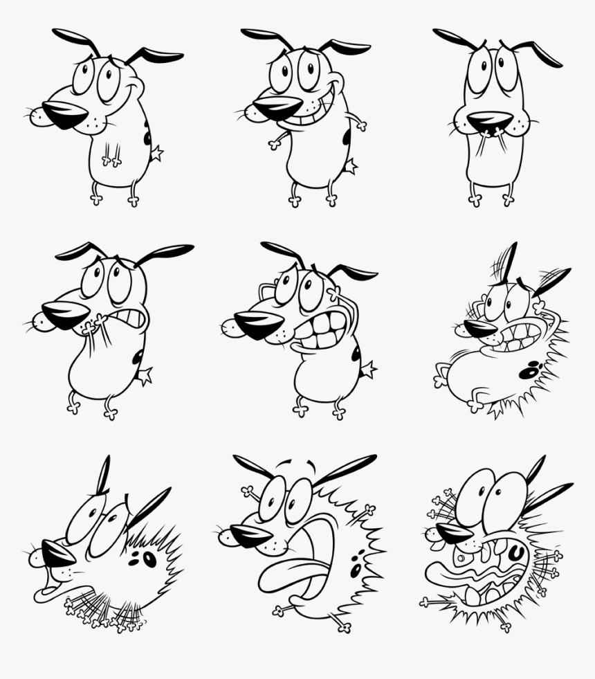 Courage The Cowardly Dog Courage Poses Men"s Regular - Courage The Cowardly Dog Black And White, HD Png Download, Free Download