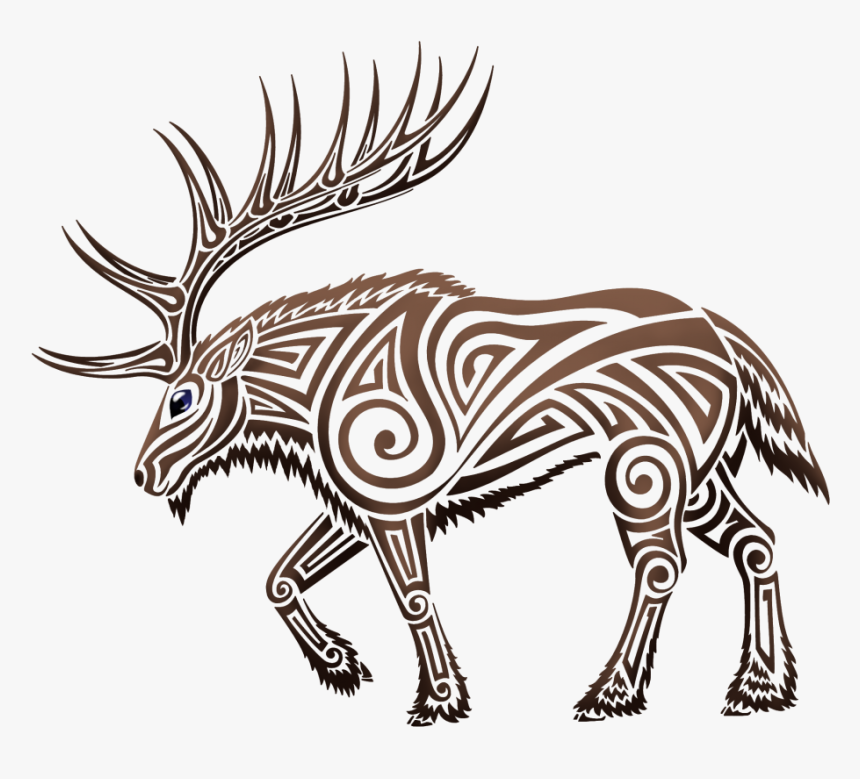 Forrest Drawing Moose - Elk Tribal Tattoo, HD Png Download, Free Download