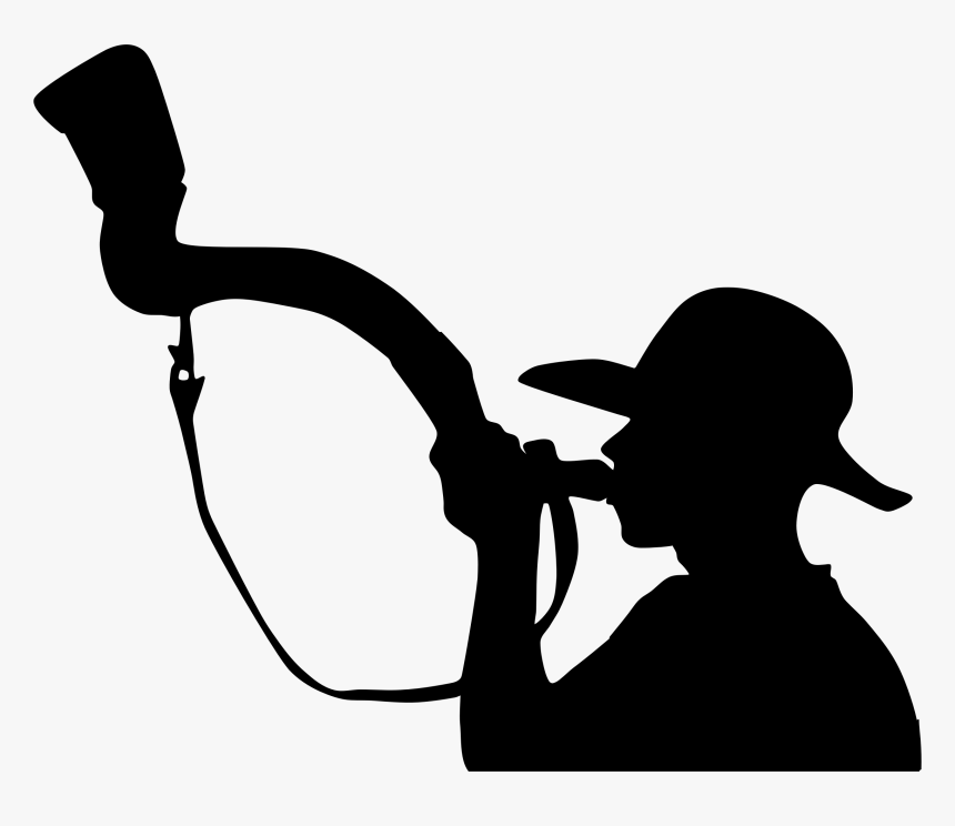 Bugle,musical Instrument,silhouette - Man Blowing A Horn, HD Png Download, Free Download