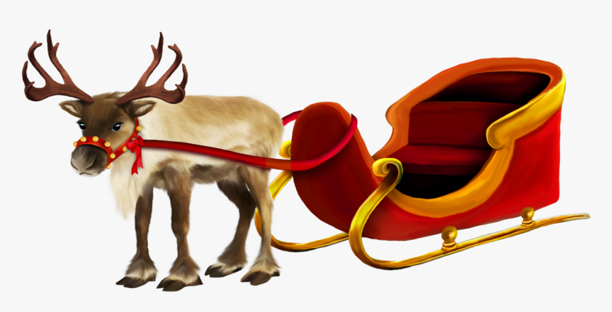 Reindeer And Sleigh Clipart, HD Png Download, Free Download