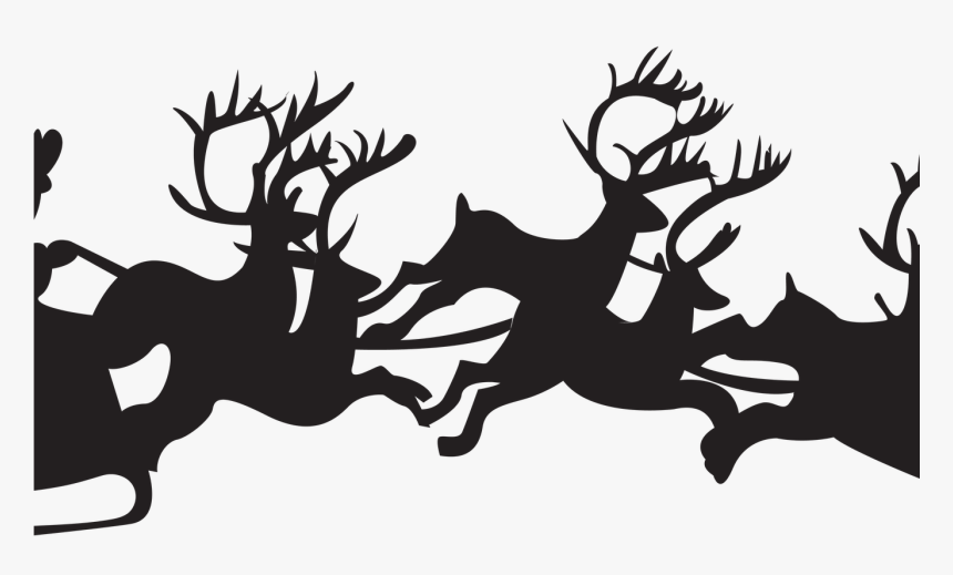 Santa Sleigh Silhouette Transparent Transparent Background - Transparent Santa In Slay, HD Png Download, Free Download