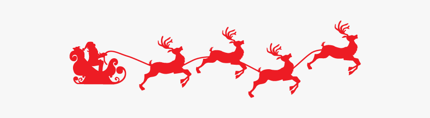 Reindeer Santa Claus Sled Clip Art - Santas Sleigh With Reindeer, HD Png Download, Free Download