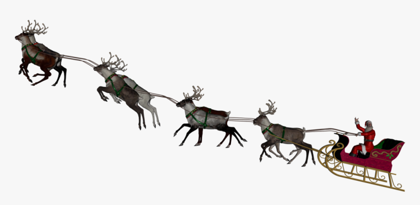 Santa Sleigh Png - Elk, Transparent Png, Free Download