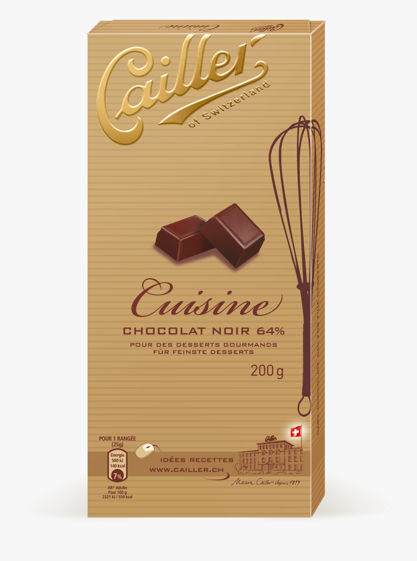 Cuisine Dark Chocolate Bar 64% Cocoa 200g - Cailler, HD Png Download, Free Download