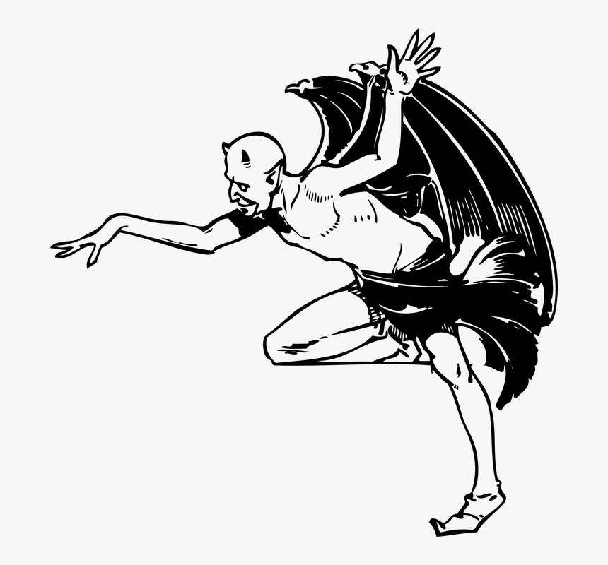 Devil, Dancing, Posing, Satan, Dance, Pose, Evil - Black And White Devil, HD Png Download, Free Download