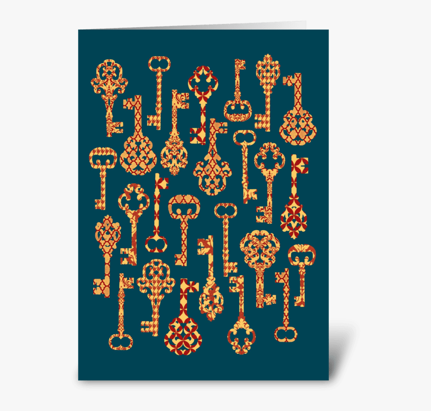Red And Yellow Skeleton Keys Greeting Card - Illustration, HD Png Download, Free Download