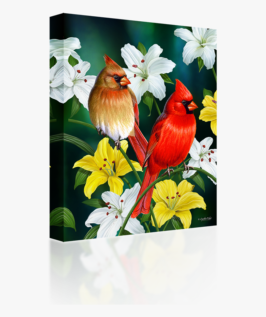 Cardinal Bird With Flowers , Png Download - Cardinal Day 2, Transparent Png, Free Download