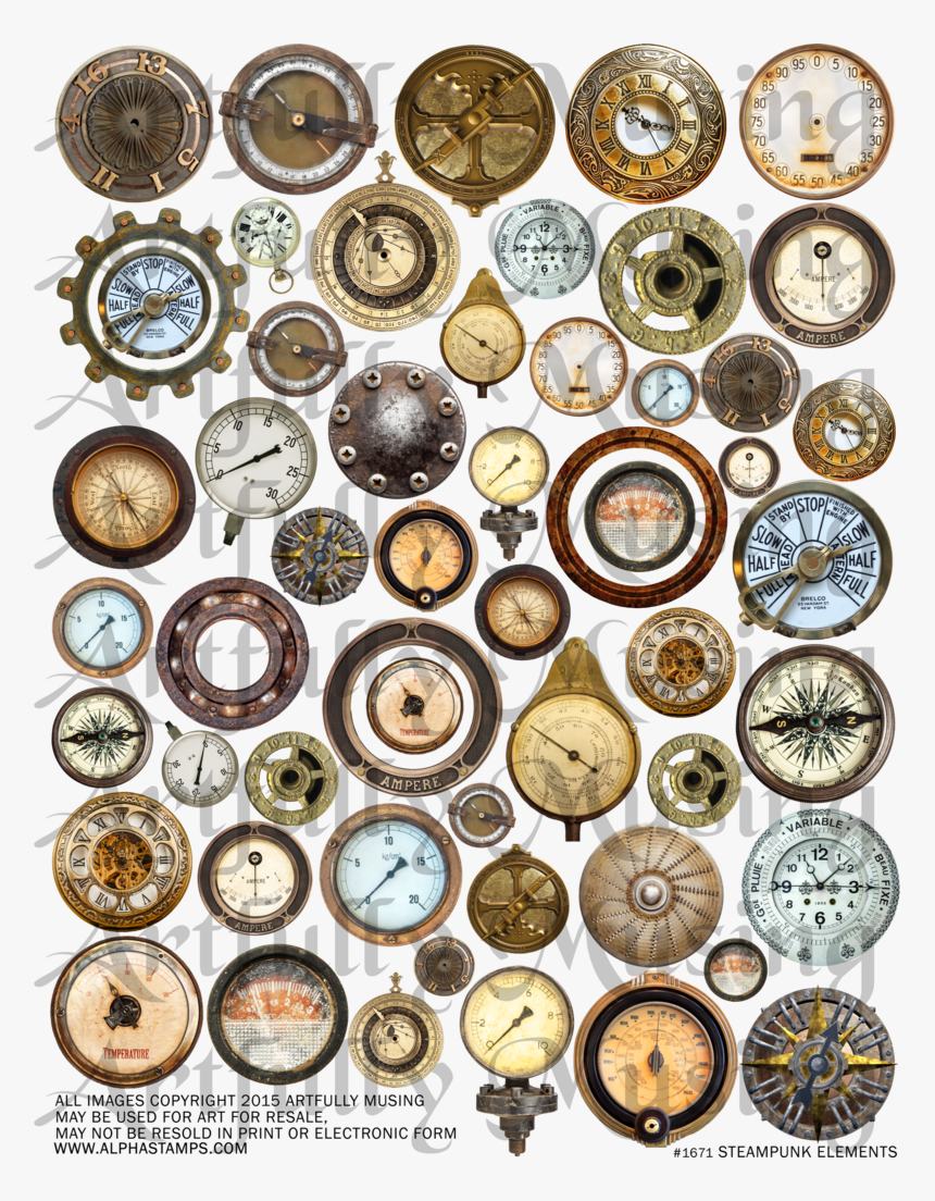 Steampunk Elements Collage Sheet - Steampunk Png, Transparent Png, Free Download