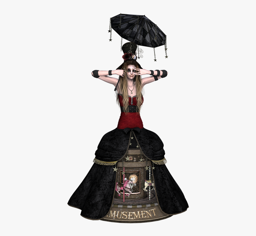 Girl, Dress, Steampunk, Umbrella, Standing, 3d, Render - Steampunk Girl Transparent, HD Png Download, Free Download