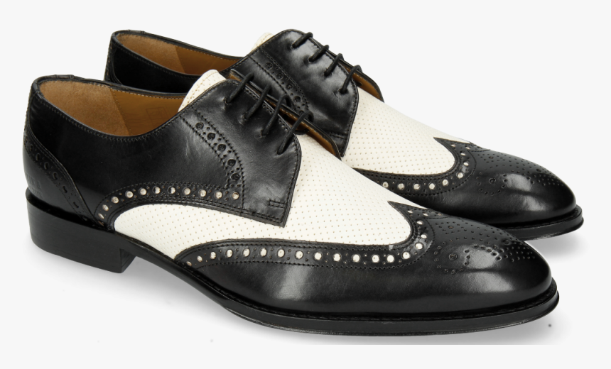 Derby Shoes Kane 5 Black Perfo White - Leather, HD Png Download, Free Download