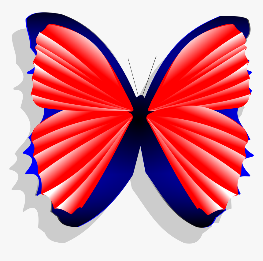 Blue And Pink Butterfly Clip Arts - Red Cartoon Blue Butterfly, HD Png Download, Free Download