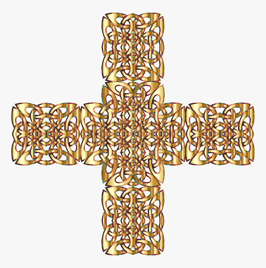 Golden Celtic Knot Cross 3 Variation 2 Without Background - Golden Celtic Knot Png, Transparent Png, Free Download