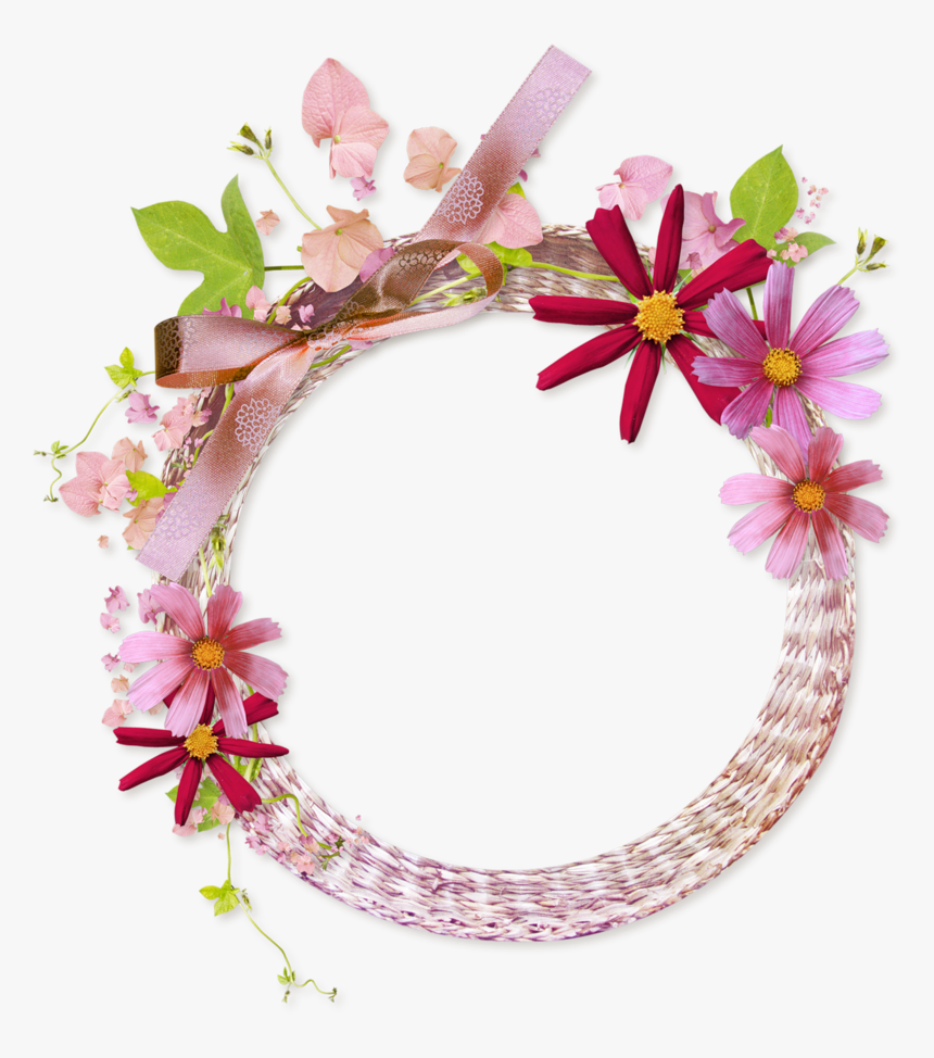 Pink Flower Frame Transparent Background - Circle Floral Frame Png, Png Download, Free Download